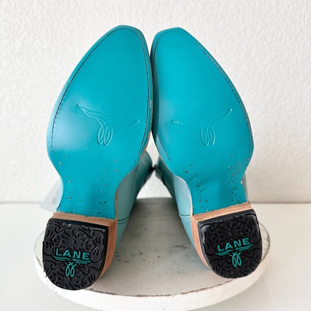 Lane EMMA JANE Turquoise Cowboy Boots Womens 5 Western Snip Toe 14" Tall Shaft - Picture 9 of 11